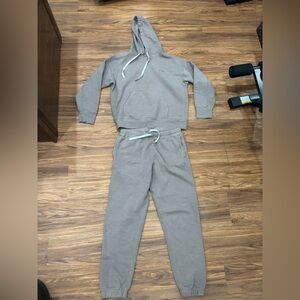Ladies Figs “Off Shift” Taupe Hoodie & Joggers Set